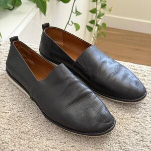 FRYE KYLE Black Leather Slip On Loafers Moccasins Shoes Men 10